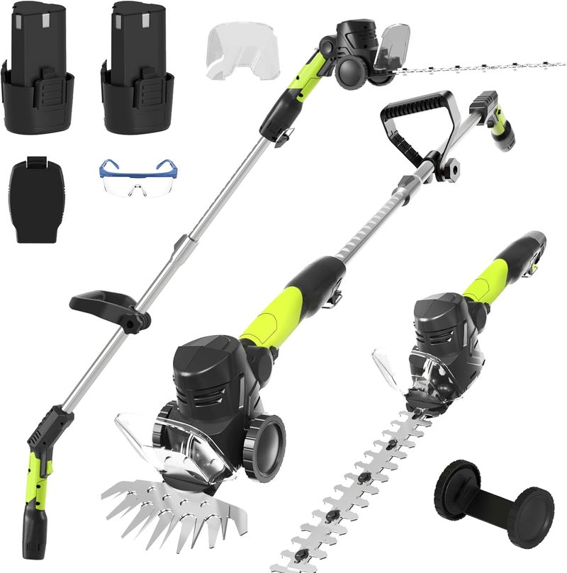 MJUM 3-in-1 Cordless Hedge Trimmer: 13ft Reach & Adjustable Pole Hedge Trimmer - Lightweight with Dual Batteries - Grass Shears for Women Seniors - Garden Lawn Shrub Pruning Tool - Image 1
